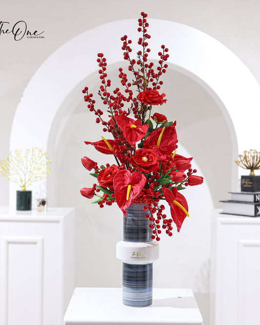 red artificial flowers