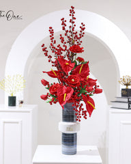 red artificial flowers