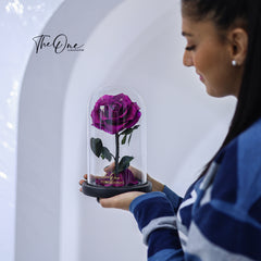 Purple Forever Rose in Glass