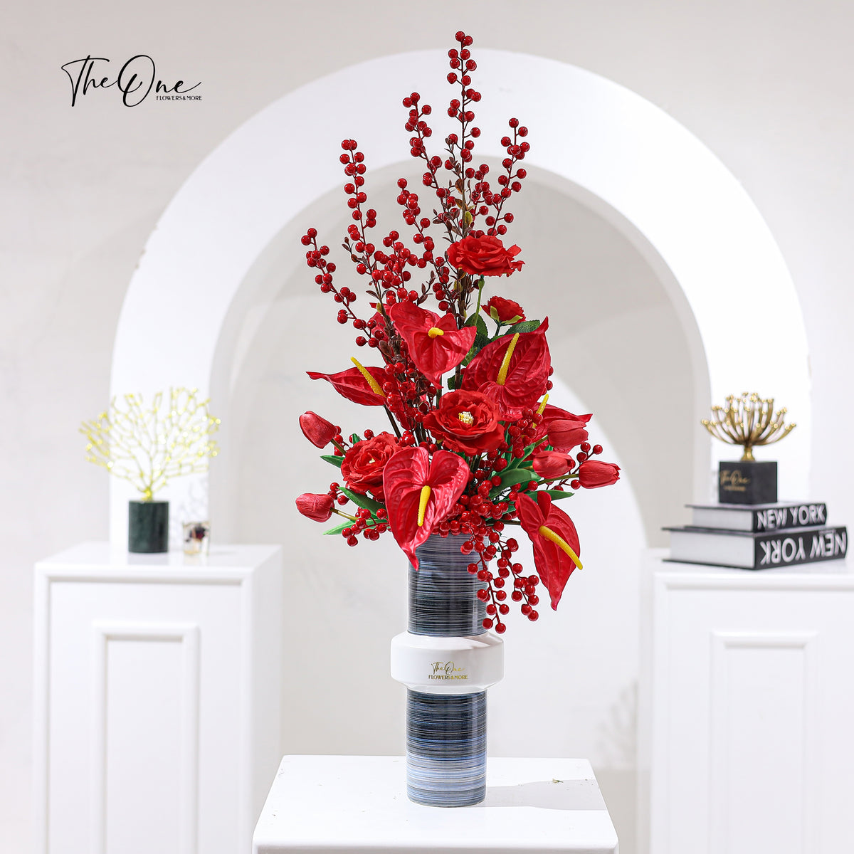 red artificial flowers